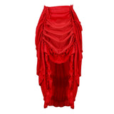 Women Gothic Steampunk Asymmetrical Pleated High Low Dancing Skirt Irregular Ruffles Pirate Skirts Halloween Costumes Plus Size