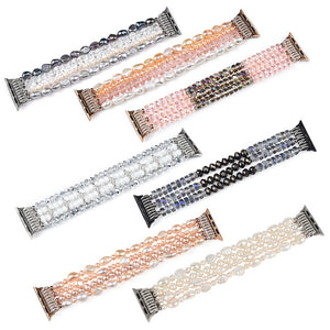 Bracelet For Apple Watch Se 44mm Strap Correa Woman Bling Pearl Beads Elastic Iwatch 3 Bands 38mm 40mm Wristband Accessories