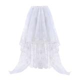 Women Asymmetrical High Low Tulle Long Skirt Wedding Party Fashion Sexy Irregular Floral Skirts Black/White/Black Red Plus Size