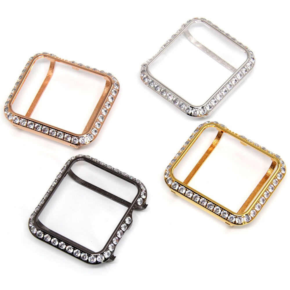 Luxury Metal Diamond Case For Apple Watch Stainless Steel Strap Watch Band