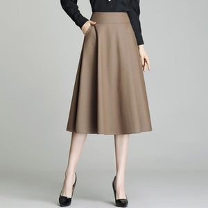 High Waist Elegant Vintage Long Women Big Hem Pleated Black Maxi Skirts