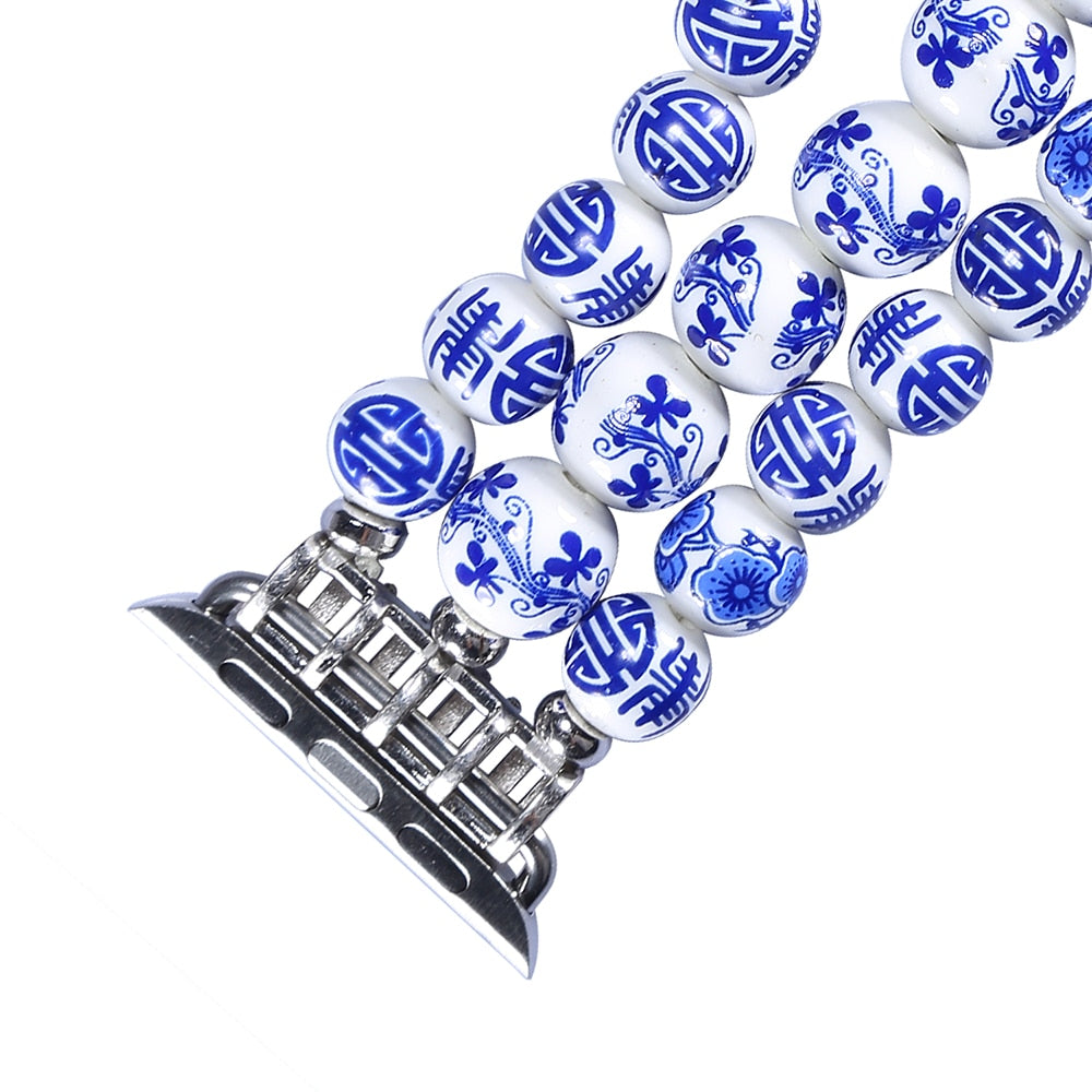 Bling Dressy Bands for Apple Watch 38mm 42mm Band Ceramic Beaded Watchband for iWatch Series 3/ Series 2 Bracelet for Woman Girl