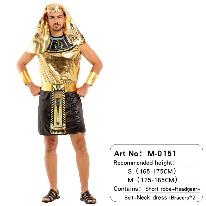 Men's Egyptian Costume Ancient Robe Pharaoh Egypt King Set Halloween Fancy  Dress