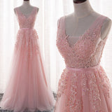 Sexy V-neck Evening Dress Robe De Soiree Tulle With Applique Party Dress Lace Beading Floor-length Prom Dress Bride Banquet Eleg