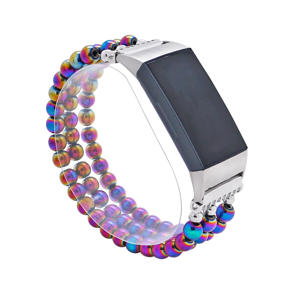 Women Natural Stone Elastic Watchband For Fitbit Charge 3/4 Handmade Beads Smart Watch Strap For Unisex Watch Bracelet Wristband