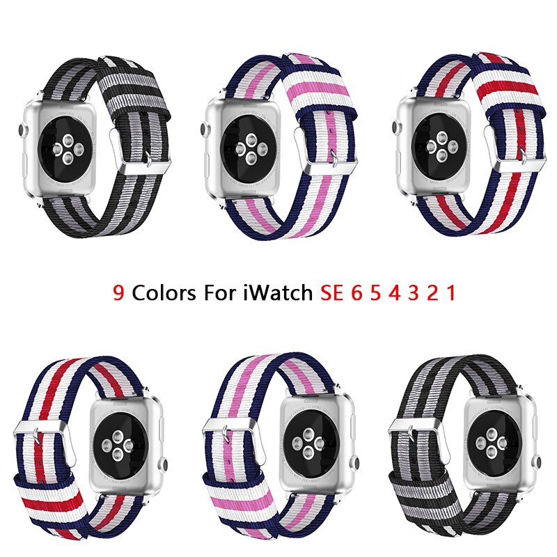 Nylon Watchband For Apple Watch Bands Series 6 5 4 SE 40mm 44mm Sports Breathable Bracelet For iWatch Band 6 5 3 38mm 42mm Strap