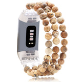 Women Natural Stone Elastic Watchband For Fitbit Charge 3/4 Handmade Beads Smart Watch Strap For Unisex Watch Bracelet Wristband