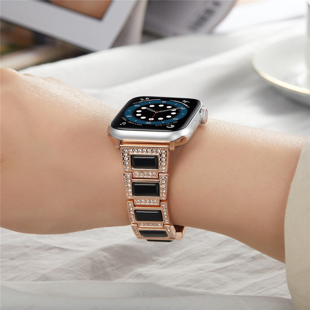 Diamond Stainless Steel Strap For Apple Watch Band 6 40mm 44mm Women Opal Luxury Bracelet iwatch series Strap 5 4 SE 3 38mm 42mm