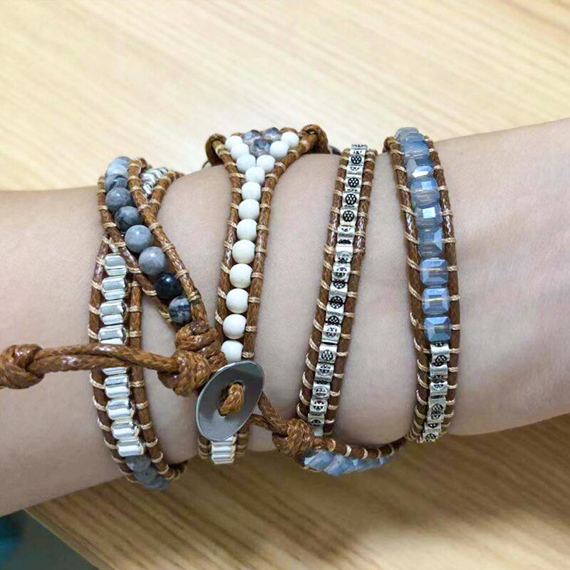 Bohemia strap for Apple Watch 5 band 38mm 40mm 42mm 44mm Series 2/34/5/6/SE Handmade Vintage Natural beads Bracelet for iwatch 6