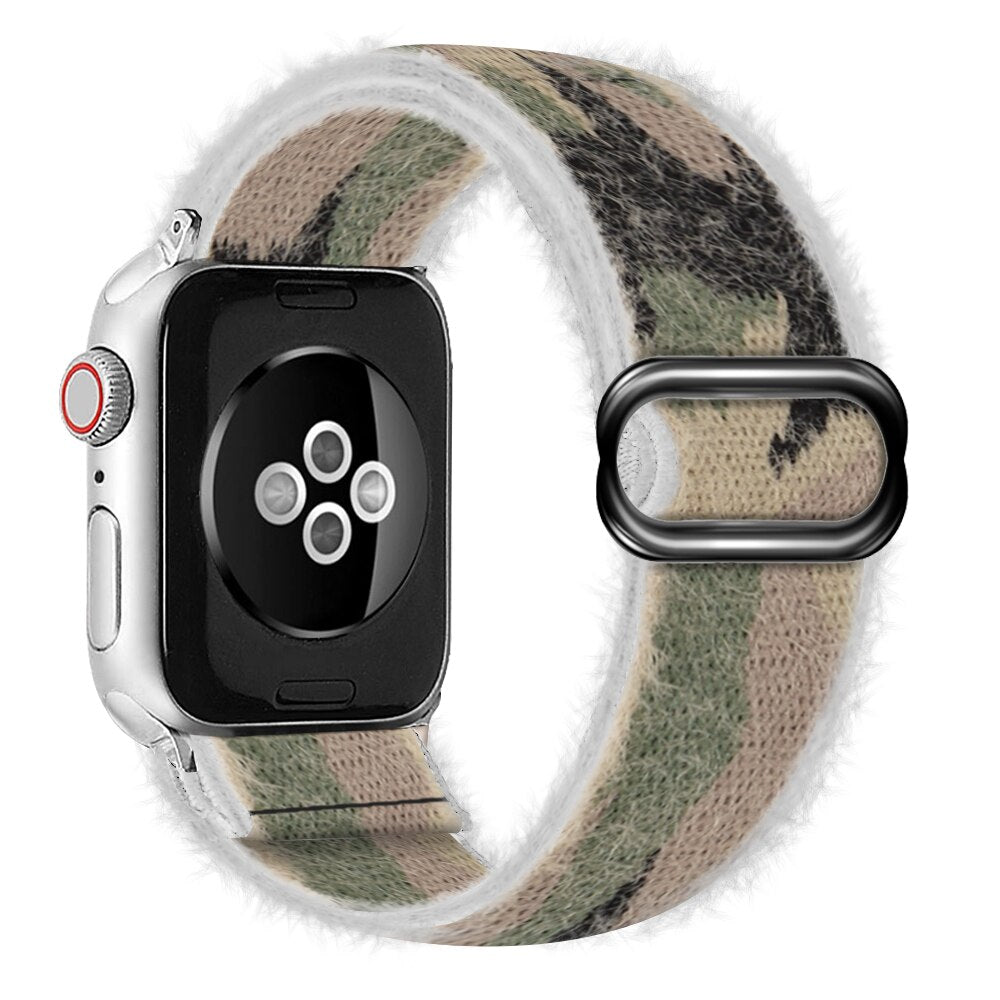 Braided Nylon Loop Elastic Buckle for Apple Watch Band 44mm40mm SE 65 Leopard Bracelet Strap on Smart iWatch Series 38mm42mm 432