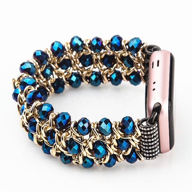 Handmade Pomegranate Shape Agate Beads Elastic Band for Apple Watch 5 40MM 44MM Watch Bracelet For iwatch Series 4/3/2 38mm 42mm