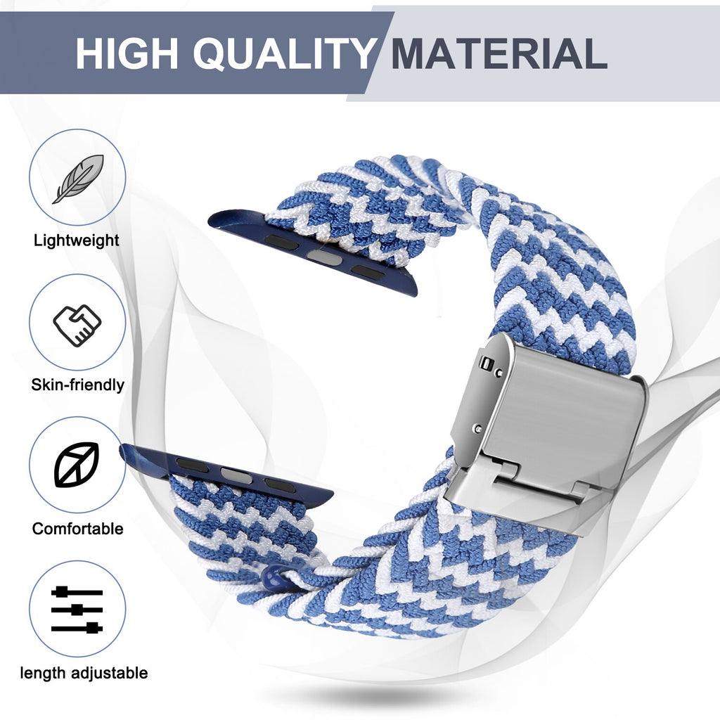 Adjustable Braided For Apple Watch iWatch Bands Series 40mm 44mm 38 40 6/SE/5/4/3 Solo Loop Stretchable Elastics Sport Wristband
