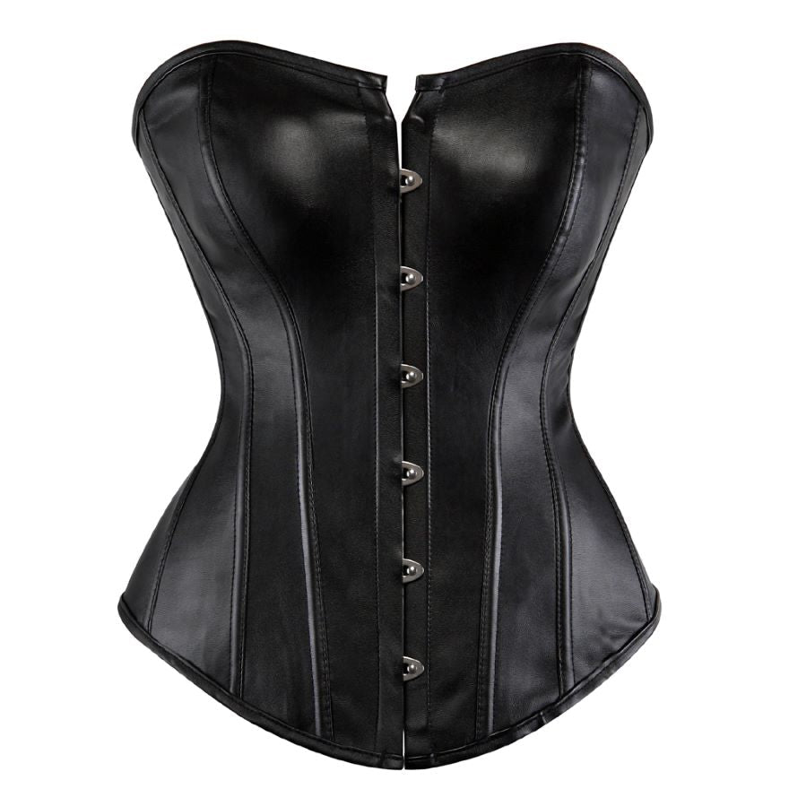 Womens Plus Size Leather Corset Tops Gothic Zip Adjustable Strap