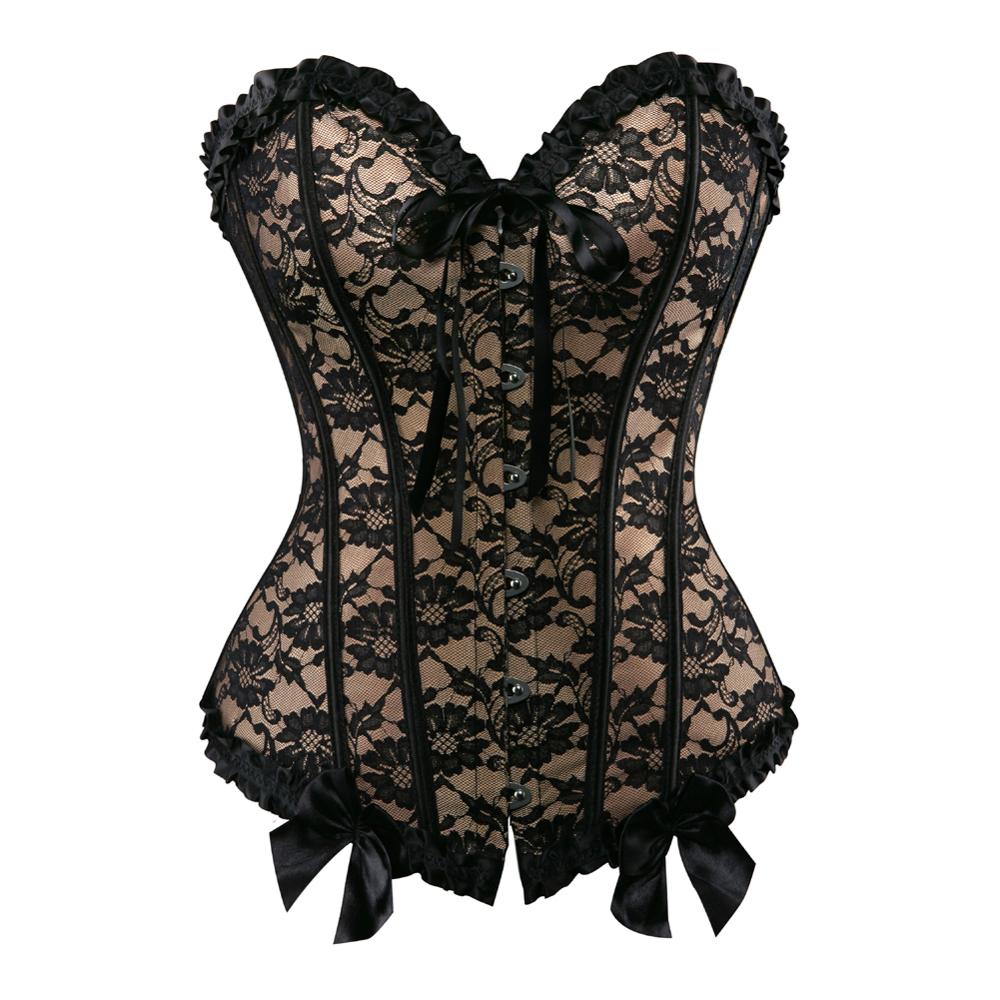 Women Corset Top Victorian Sexy Floral Lace Up Boned Overbust Corset Bustier Lingerie Waist Cincher Slim Body Shaper Corsets