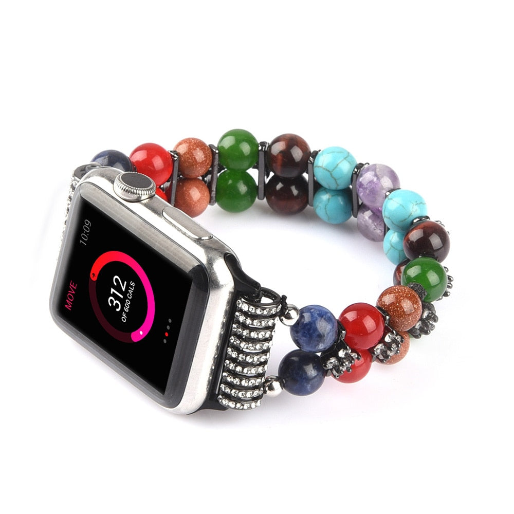 Elegant Watchband Compatible for Apple Watch Band 38mm 40mm 42mm 44mm Pearls Beaded Stretch Bracelet Watch Strap Bands for Women