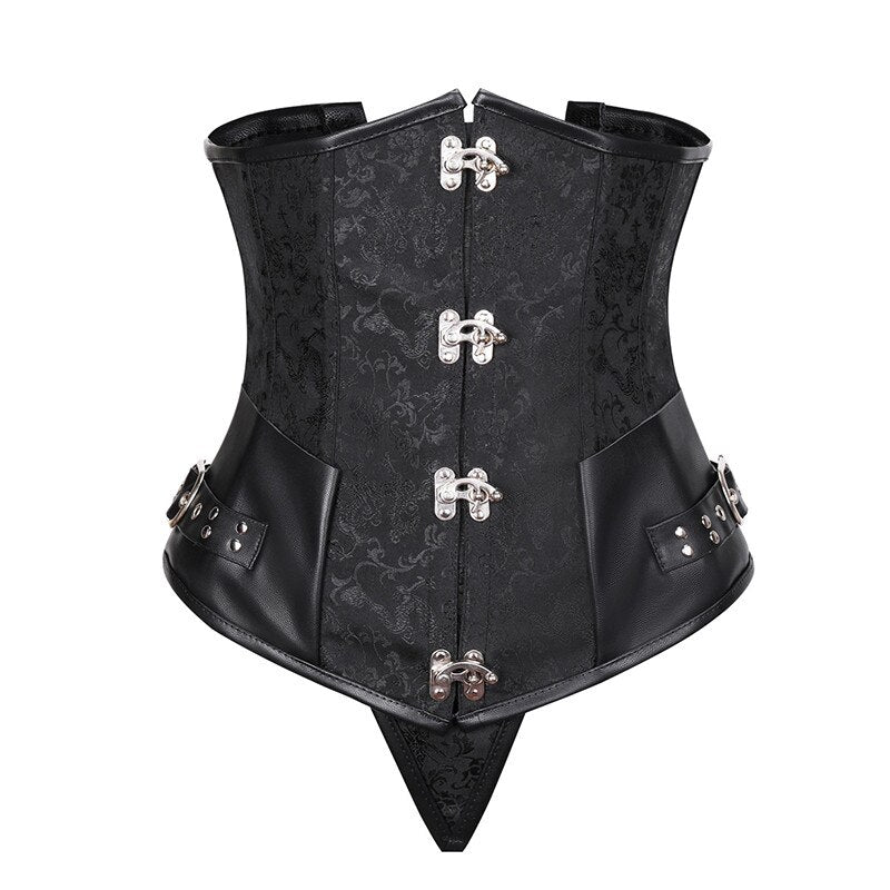 Women Steampunk Faux Leather Corsets Gothic Zipper Front Corset Bustiers  Sexy Lingerie Top Body Shaper Plus