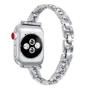 Apple Diamond One Bead Watchband SE 6/5/4/3/4/1 Stainless Steel Band 38mm 40mm / 42mm 44mm Universal Iwatch Wristband