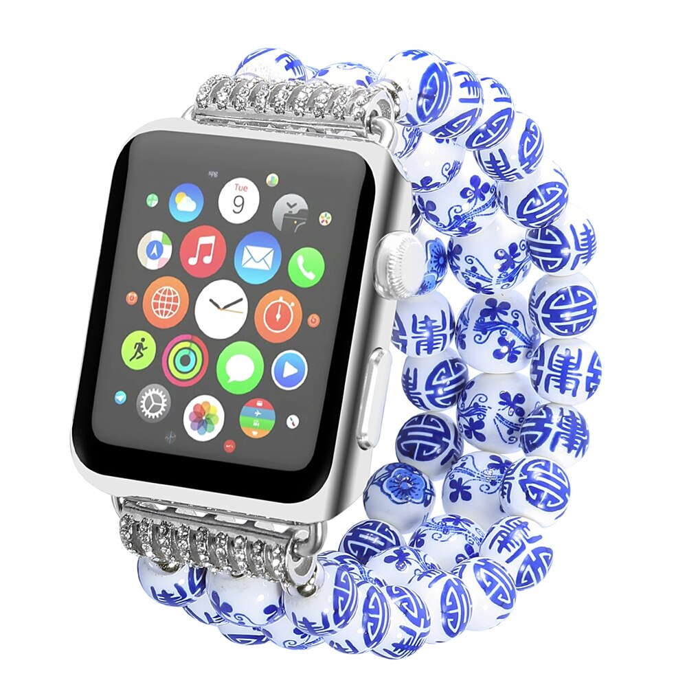 Bling Dressy Bands for Apple Watch 38mm 42mm Band Ceramic Beaded Watchband for iWatch Series 3/ Series 2 Bracelet for Woman Girl
