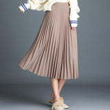 Summer Women Long Yellow Maxi Pleated High Waist Elastic Casual Party Midi Skirt