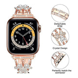 Women's Jewelry Strap For Apple Watch Band SE 6 5 4 40/44mm Flower Diamond Stainless steel Bracelet For iWatch Series 3 38/42mm