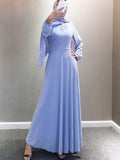 Belt Bow Chiffon Muslim Dress Abaya Dress Plus Size Arab Casual Dress Prom Gowns Robe De Soriee Full-Sleeve O-neck Dress