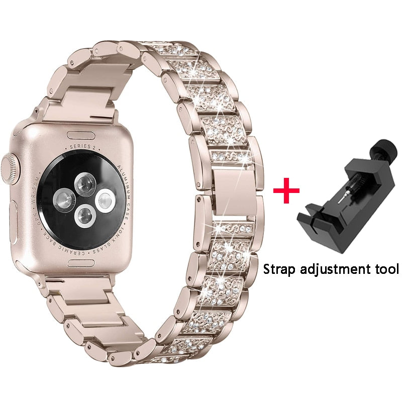 Diamond Band + case For Apple Watch 40mm 44mm 38mm 42mm iWatch series 5 4 3 2 1 bracelet apple watch stainless steel strap women