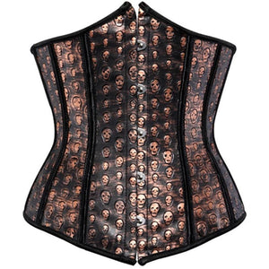 Women Underbust Corset Bustier Tops Steel Boned Leather Corsets Plus Size Skull Cupless Burlesque Corselet Sexy Pirate Costume