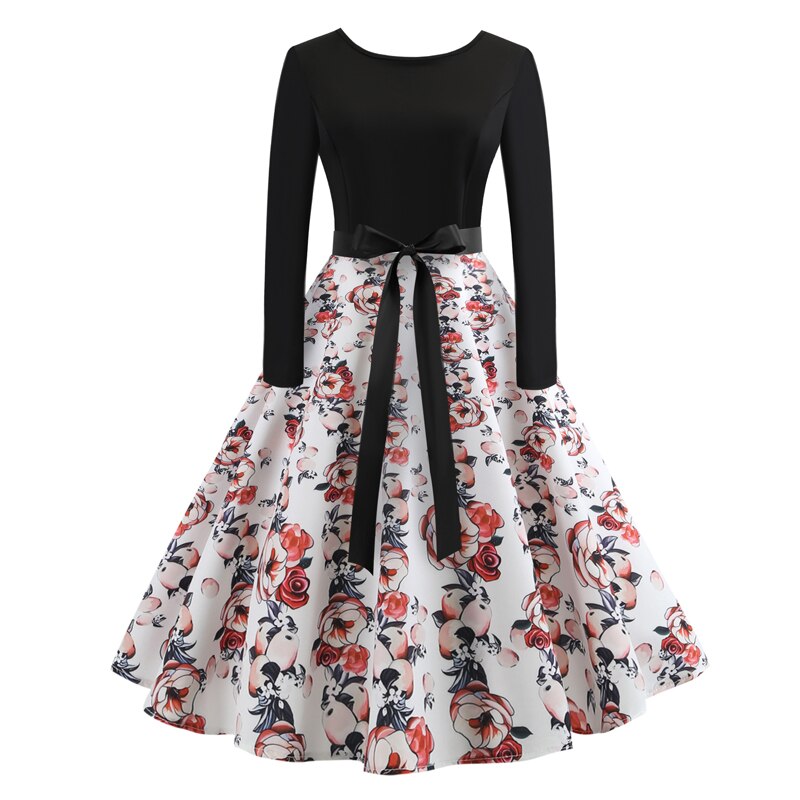 fitted lace wedding dress Floral and Striped Print Vintage A Line Women Summer Rockabilly Dress –  jetechband