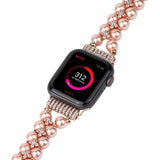Pink Pearl Bling Correa for Apple Watch Band 38mm 40mm Series 6 5 4 3 Bracelet Women Stretchy Beaded Strap iWatch SE 42mm 44mm