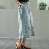 Denim Women A-line High Waist Jeans Midi Skirt Casual Loose Korean Trendy Streetwear