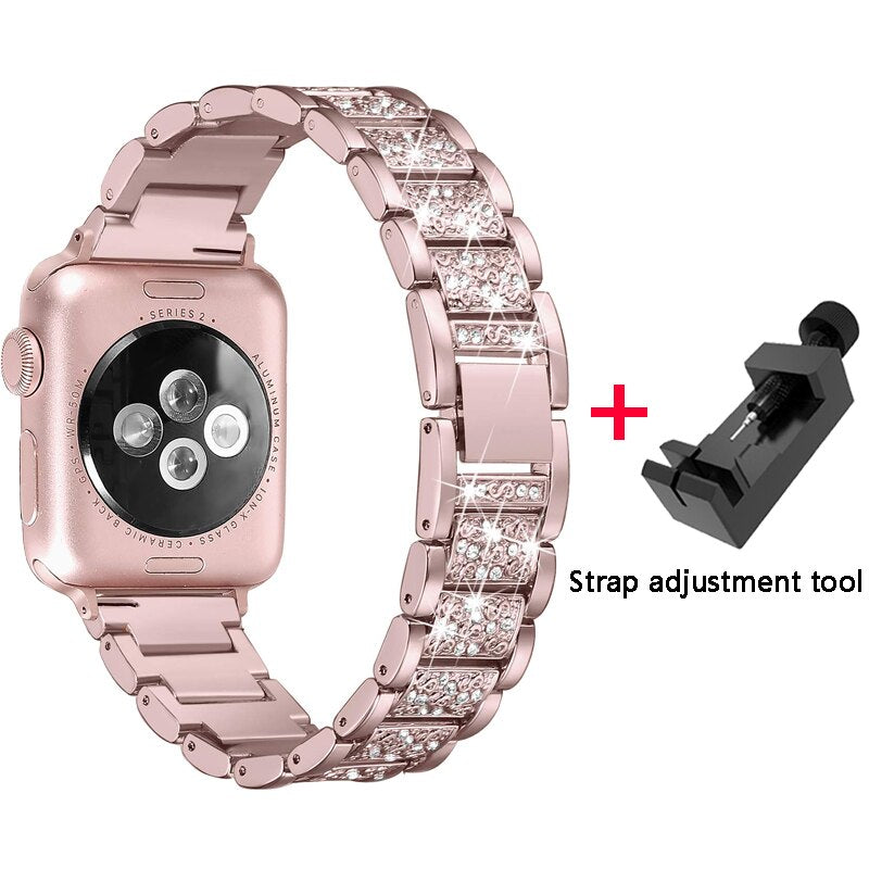 Diamond Band + case For Apple Watch 40mm 44mm 38mm 42mm iWatch series 5 4 3 2 1 bracelet apple watch stainless steel strap women