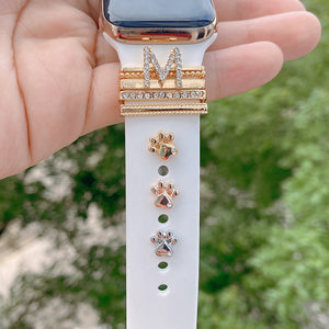 Metal Charms Decorative Ring for Apple Watch Band Diamond Ornament Smart Watch Silicone Strap Accessories for iwatch Bracelet