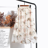 Dragonfly Sequin Embroidered Mesh Midi Skirt Elastic High Waist A-Line Women Summer Skirt