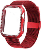 Diamond case+Milanese Loop band For Apple Watch Series 5/4/3/2/1 Stainless Steel Strap iwatch 38mm 42mm 40mm 44mm Wrist Bracelet