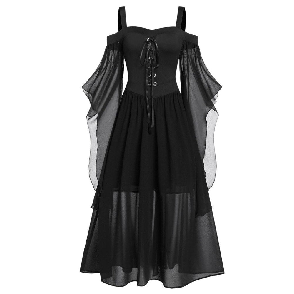 Women Medieval Retro Queen Princess Sling Evening Dress Retro Gothic C –  jetechband
