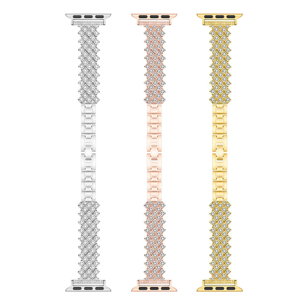 Women's Diamond Strap for Apple Watch Band 7 6 44mm 40mm 38/42mm 41/45mm Jewelry Metal Bracelet for iWatch Series 7 SE 5 3 Bands