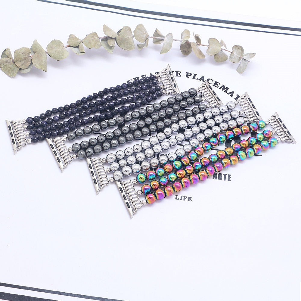 Fashion Jewelry Watch Strap for Iwatch 5 4 3 Bracelet Bead String Wristband Replacement Apple Watchband Women Girl Wriststrap