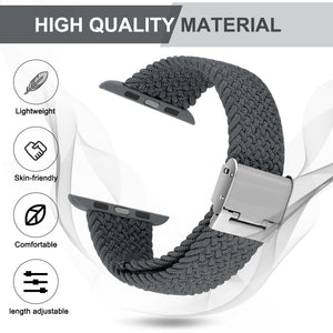 Adjustable elastic nylon Apple Watch Bands 44mm 40mm 38mm 42mm, iWatch Bands for Women Men, Adjustable Braided Solo Loop