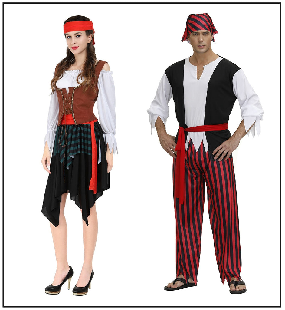 Pirate Costume Adults Mens Women Pirate Corset with Dress Mens Steampunk Pirate Costume Pirates of the Caribbean Cosplay