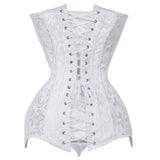 Gothic Overbust Corsets Top Waist Trainer Steel Bones Slimming Bustier White Black Plus Size Long Torso Outwork Women Corselet