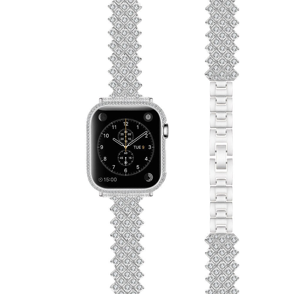 Women's Diamond Strap for Apple Watch Band 7 6 44mm 40mm 38/42mm 41/45mm Jewelry Metal Bracelet for iWatch Series 7 SE 5 3 Bands