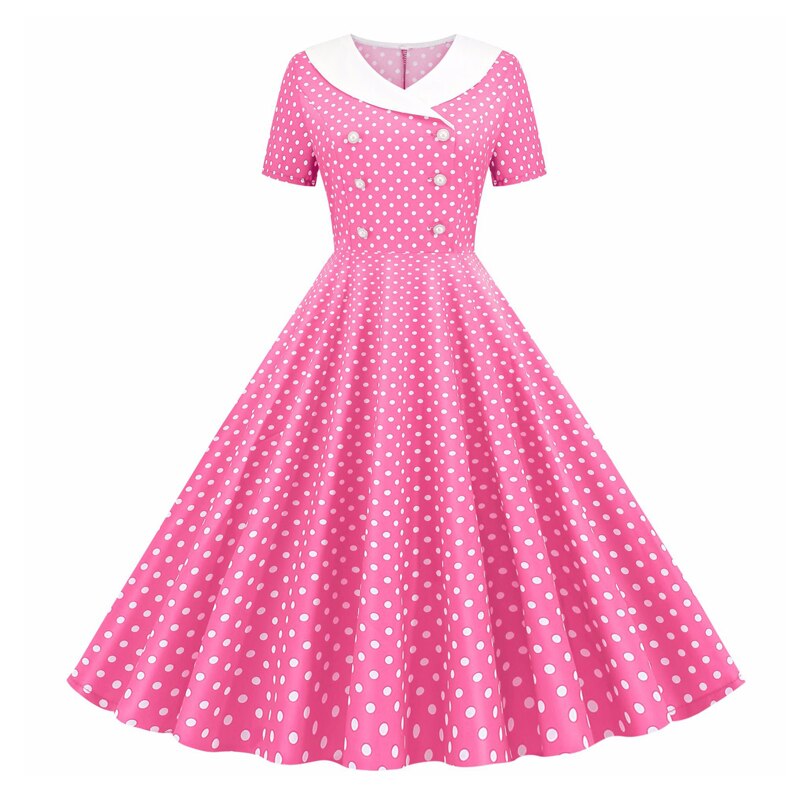 Double Breasted Polka Dot 50S 60S Robe Women Pinup Vintage Elegant Wra –  jetechband