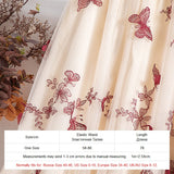 Woman Elegant Vintage Butterfly Embroidered A-Line Mesh Midi Skirt Elastic High Waist Summer Skirts