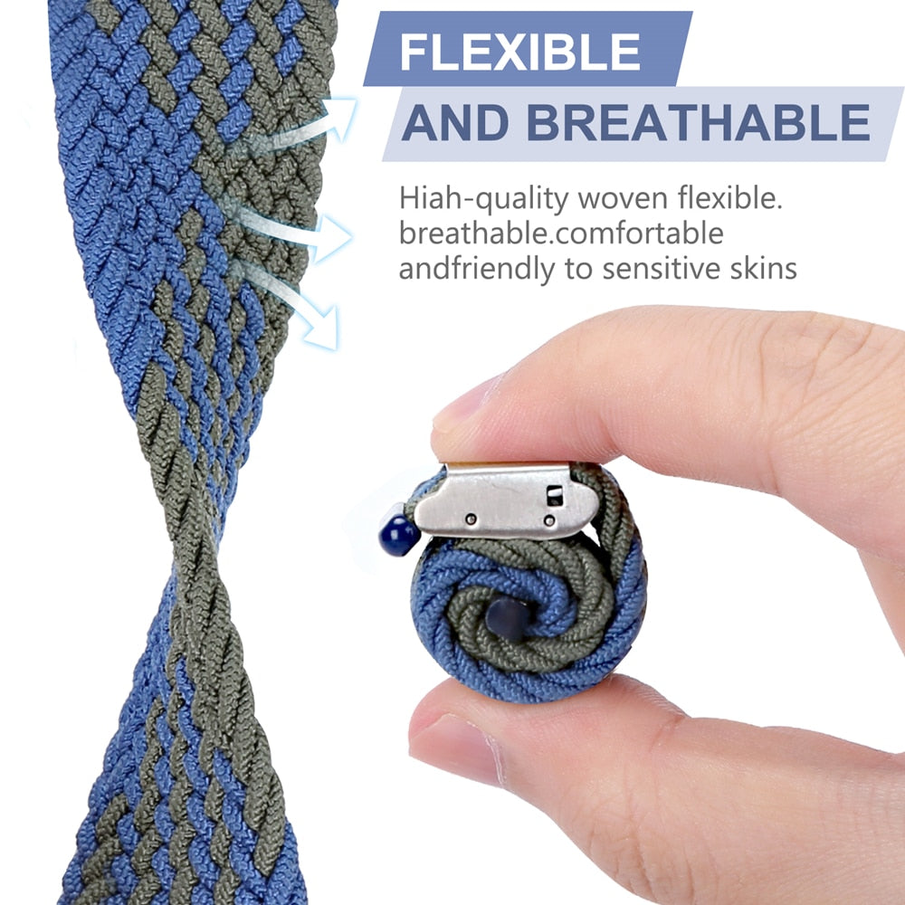 Adjustable Braided For Apple Watch iWatch Bands Series 40mm 44mm 38 40 6/SE/5/4/3 Solo Loop Stretchable Elastics Sport Wristband