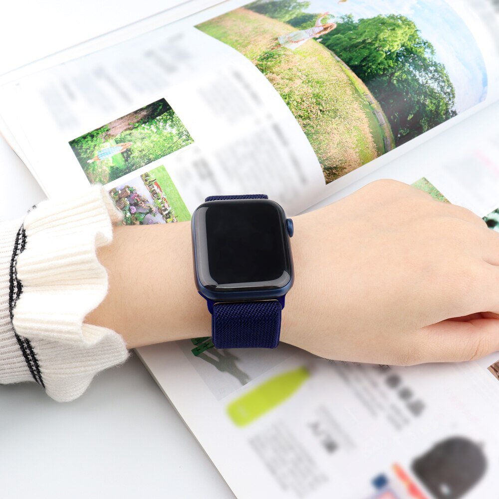 Soft And Comfortable Nylon Loop Elastic Buckle Apple Watch Band 38mm 42mm Series 6 Se 543 2 1 For Iwatch Strap Nylon Braid 44mm
