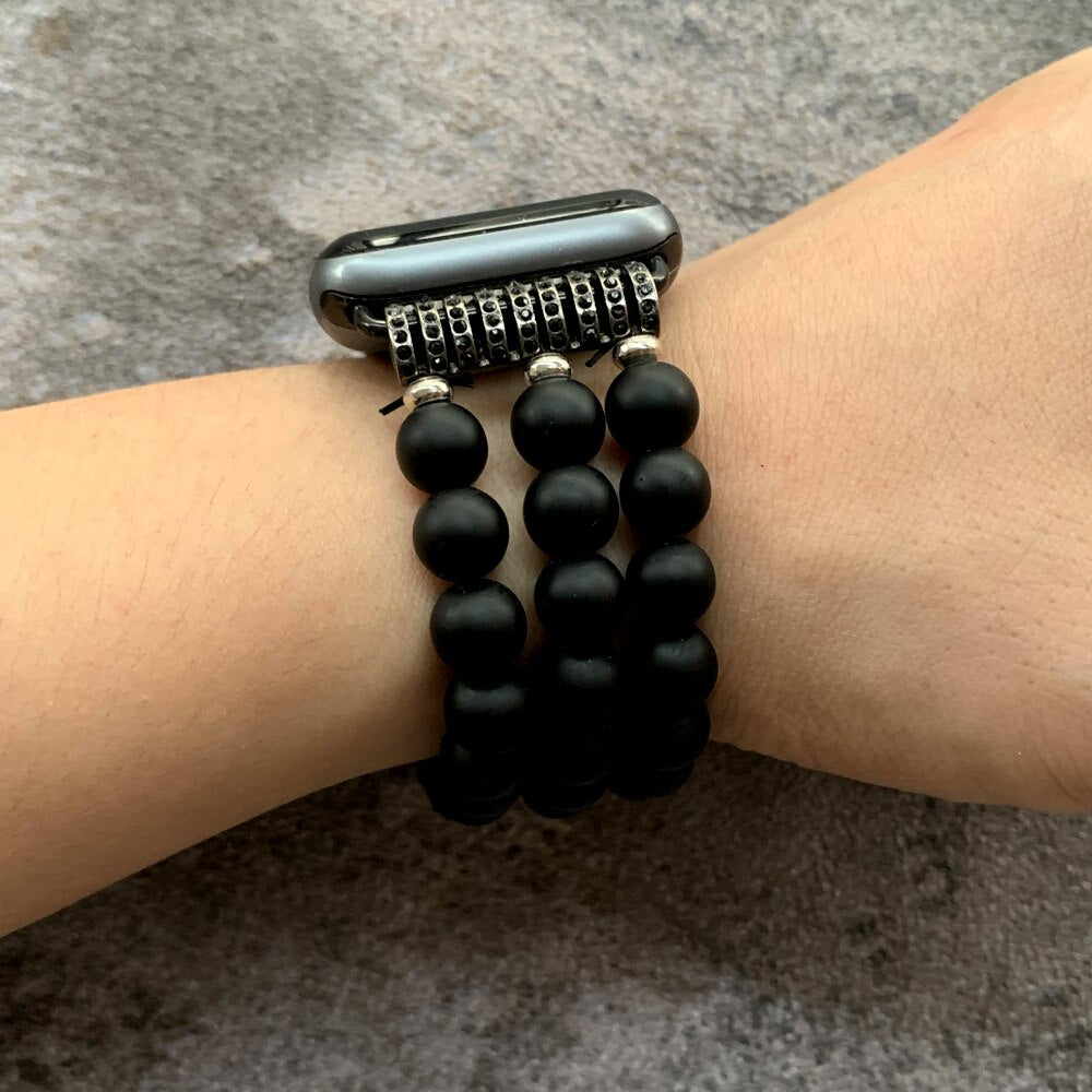 Retro Buddha Beads Elastic Bracelet BeltFor Apple Watch Band 38mm 40mm 42mm 44mm Watchbands iWatch Strap Series 2 3 4 5 6 SE