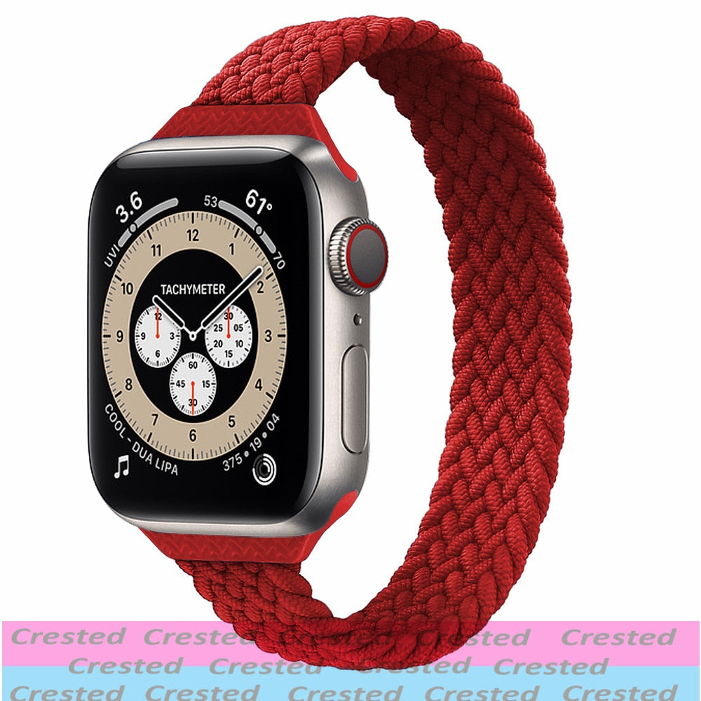 Slim Braided Solo Loop For Apple watch band 44mm 40mm 42mm 38mm 42 mm FABRIC Elastic belt bracelet iWatch serie 6 5 4 3 se strap
