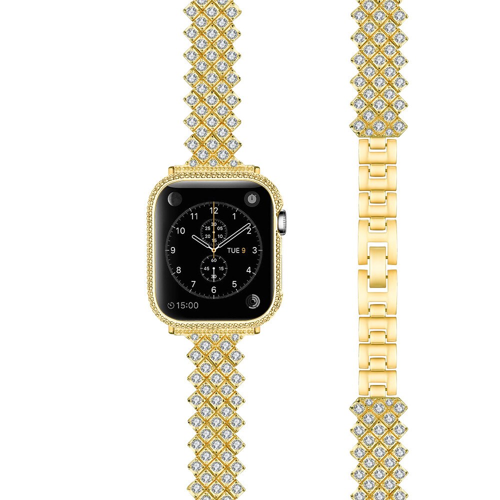 Women's Diamond Strap for Apple Watch Band 7 6 44mm 40mm 38/42mm 41/45mm Jewelry Metal Bracelet for iWatch Series 7 SE 5 3 Bands