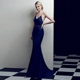 Women's Backless Strap Cross Slit Long Prom Dress Sexy Beads Prom Party Dress