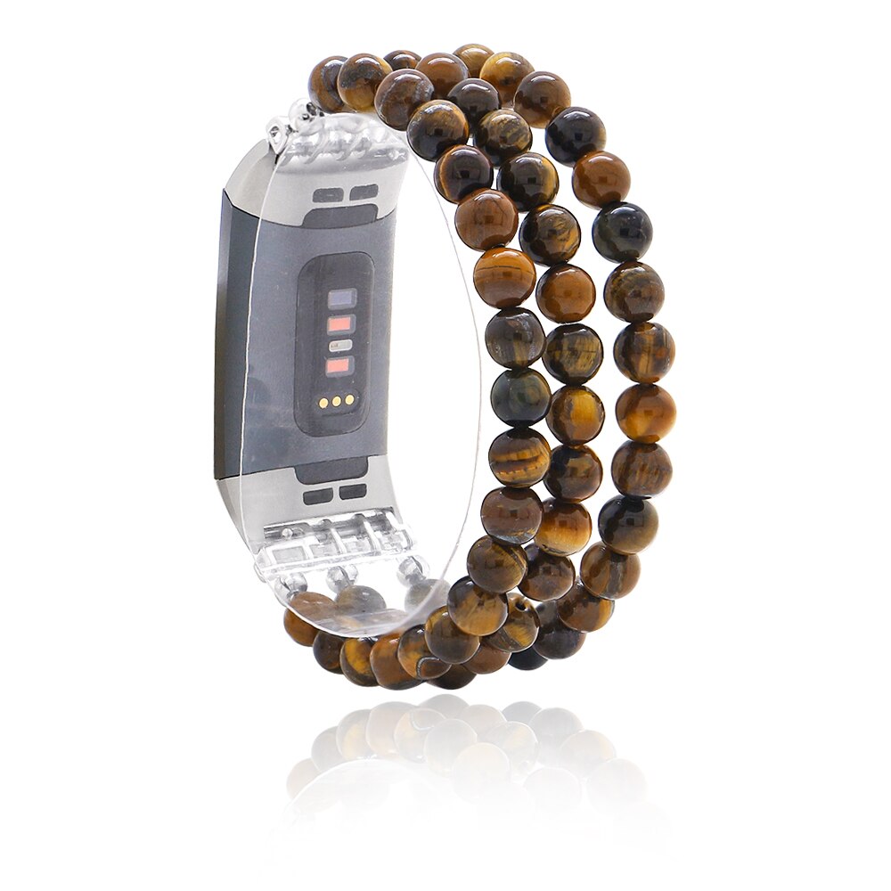 Women Natural Stone Elastic Watchband For Fitbit Charge 3/4 Handmade Beads Smart Watch Strap For Unisex Watch Bracelet Wristband